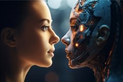 Woman robot face. Generate Ai Product Image 1