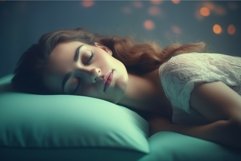 Woman sleeping pillow. Generate Ai Product Image 1