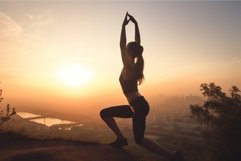 Woman stretching sunrise morning. Generate Ai Product Image 1
