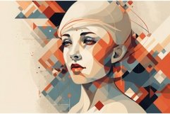 Woman vintage geometry face portrait. Generate ai Product Image 1