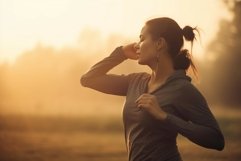 Active woman warming jogging training. Generate ai Product Image 1