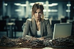 Woman try to leave office workplace. Generate Ai Product Image 1