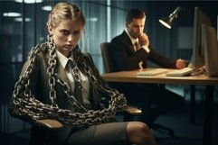 Woman desktop try to leave workplace. Generate Ai Product Image 1