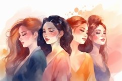 Women group watercolor. Generate Ai Product Image 1