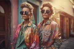 Women wearing colorful jacket in sun light. Generate Ai Product Image 1