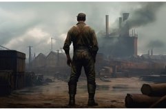 Factory strong man worker vintage 1800 year. Generate Ai Product Image 1