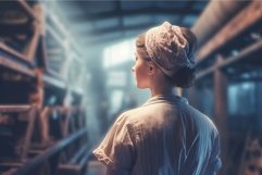 Factory vintage woman worker portrait. Generate Ai Product Image 1