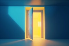 Door light on blue background. Generate Ai Product Image 1
