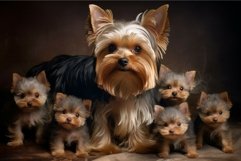 Yorkshire terrier dog puppies group. Generate Ai Product Image 1