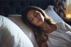 Young woman sleeping pillow. Generate Ai Product Image 1