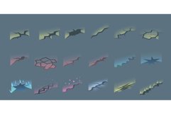 Glowing from cracks icons set isometric vector. Magma lava Product Image 1