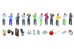 Info stress icons set isometric vector. Overload information Product Image 1