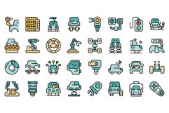 Auto assembly icons set vector flat Product Image 1