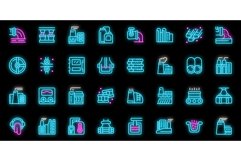 Steel Plant icons set vector neon Product Image 1