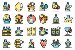 Non-alcoholic wine icons set vector flat Product Image 1