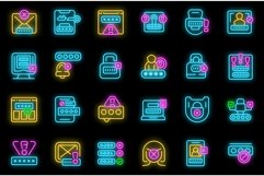 Wrong password icons set vector neon Product Image 1