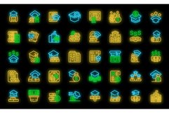 Scholarship icons set vector neon Product Image 1