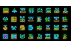 Automated plant seeding icons set vector neon Product Image 1