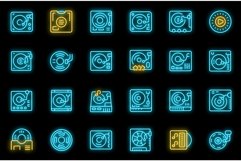 Vinyl player icons set vector neon Product Image 1