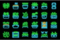Growing microgreens icons set vector neon Product Image 1