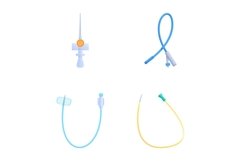 Venous catheter icons set cartoon vector. Intravenous cannul Product Image 1
