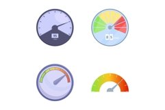Speedometer icons set cartoon vector. Different type of spee Product Image 1