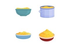Mashed potato icons set cartoon vector. Fresh mashed potato Product Image 1