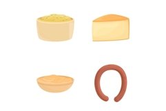 Dutch cuisine icons set isometric vector. Various dutch dish Product Image 1