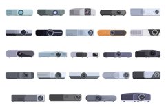 Projector icons set cartoon vector. Office video Product Image 1