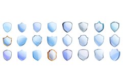 Glass protect shield vector. A collection of blue and silver Product Image 1