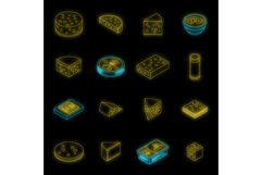 Cheese icons set vector neon Product Image 1