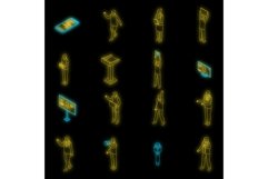 Agitation icons set vector neon Product Image 1