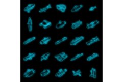 Bathyscaphe icons set vector neon Product Image 1