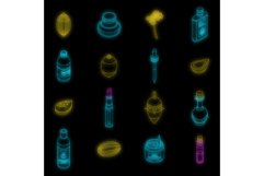 Jojoba icons set vector neon Product Image 1