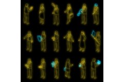 Business collaboration icons set vector neon Product Image 1