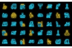 Sweeper icons set vector neon Product Image 1