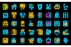 Daily routine icons set vector neon Product Image 1