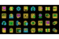 FAQ page icons set vector neon Product Image 1