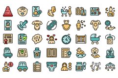 Night babysitting icons set vector flat Product Image 1