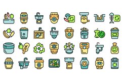 Food Waste Disposer icons set vector flat Product Image 1