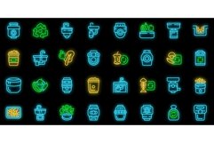 Food Waste Disposer icons set vector neon Product Image 1