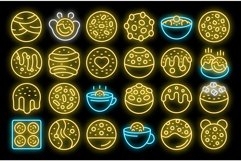 Cocoa bomb icons set vector neon Product Image 1