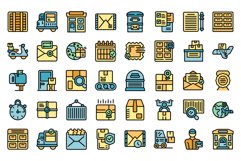 Postal service icons set vector flat Product Image 1