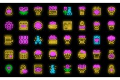 Florist icons set vector neon Product Image 1