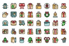 Buying Christmas gifts icons set vector flat Product Image 1