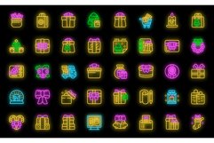 Buying Christmas gifts icons set vector neon Product Image 1