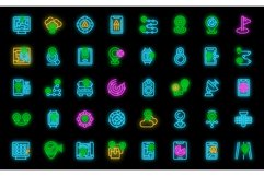 GPS tracker icons set vector neon Product Image 1