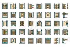 Automatic gates icons set vector flat Product Image 1