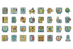 Parental control icons set vector flat Product Image 1