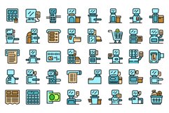 Self-service at the checkout icons set vector flat Product Image 1
